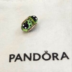 Pandora Green Ladybug Murano Glass Sterling Silver Charm 925 ALE